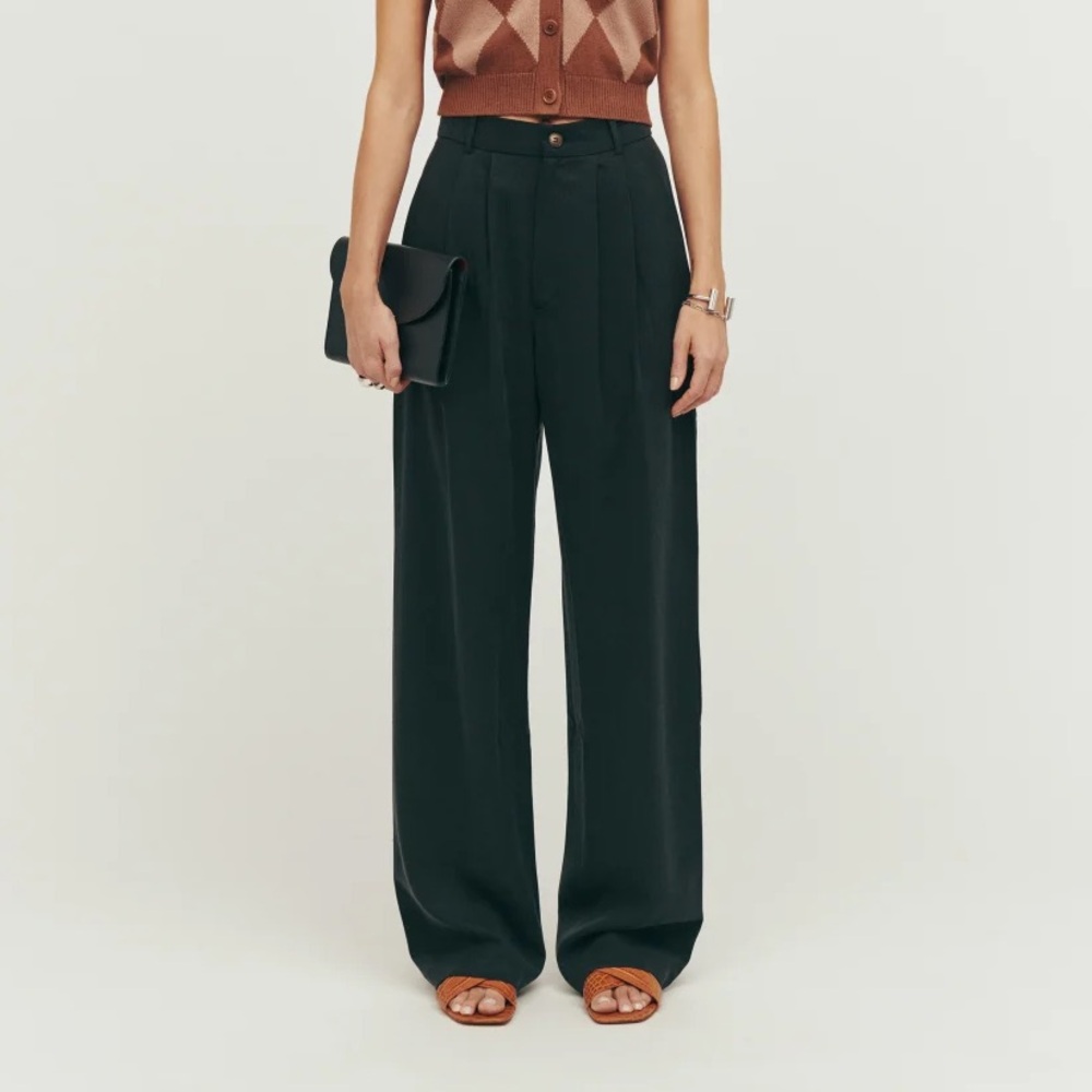 Reformation Mason Pant High Rise Wide Leg Black Trousers NWT